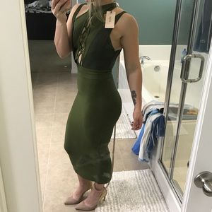 House of CB CARUSO
TONAL KHAKI BANDAGE DRESS -